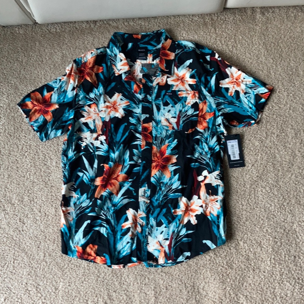 RVCA Montague Button Up Hawaiian Tropical Shirt